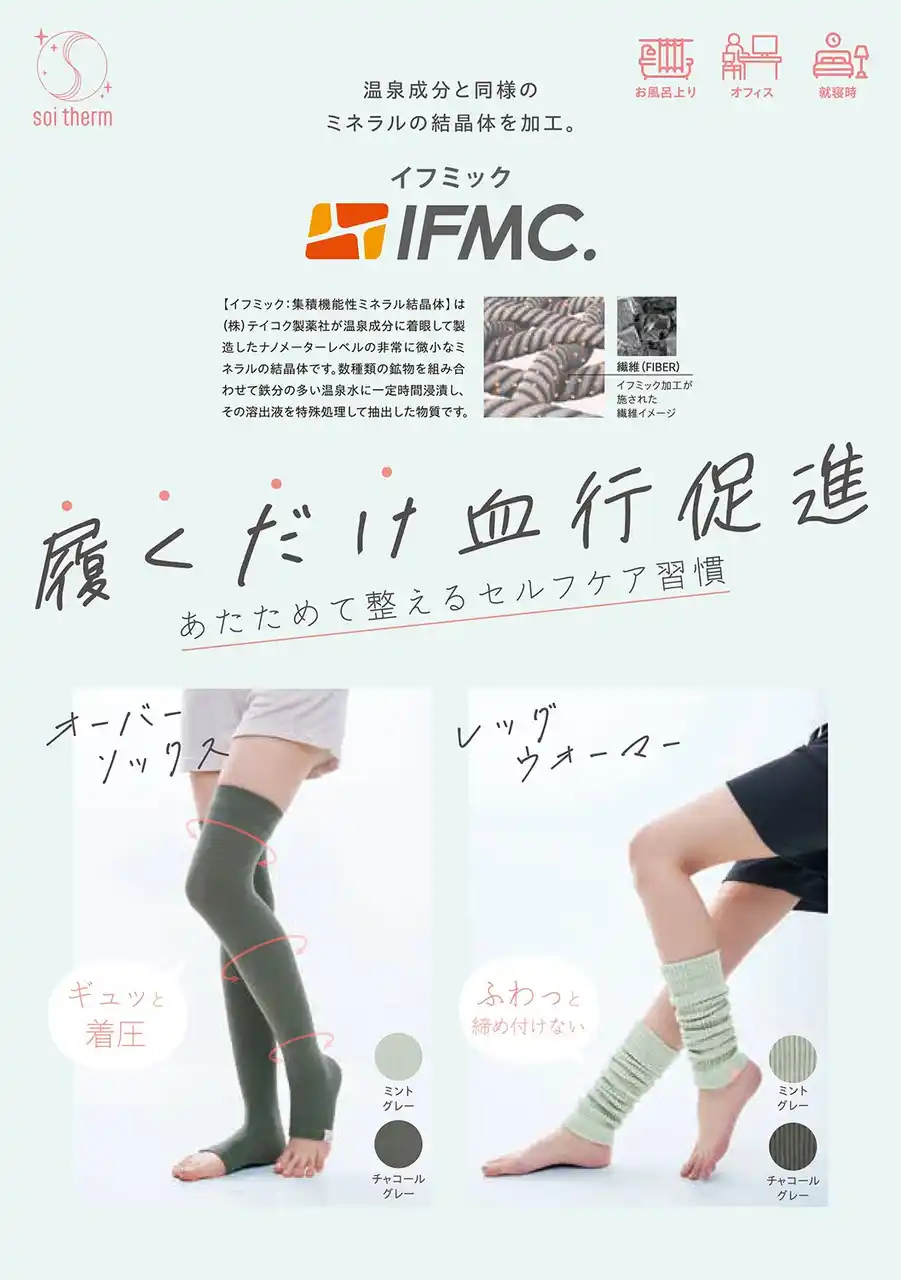 【株式会社コジット】 自宅で“履く温泉”体験を。温泉ミネラルのチカラで血流のめぐりを整えるセルフケアアイテム「Soi Therm」シリーズ新登場！2アイテムを9月1日より発売
