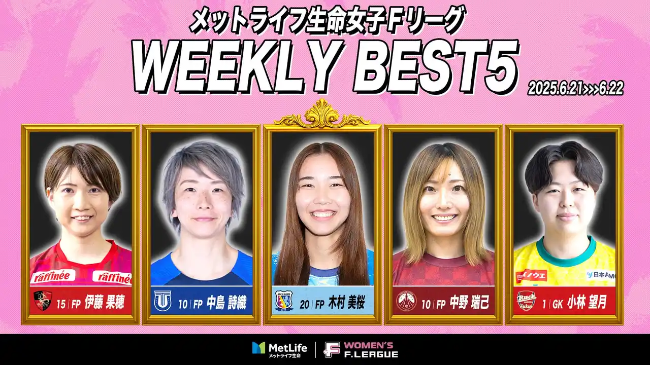 【一般社団法人日本フットサルトップリーグ】 木村美桜（アルコ神戸）が週間MVPに！第2節｜2025年6月21日～6月22日 週間ベスト5【メットライフ生命女子Ｆリーグ2025-26】