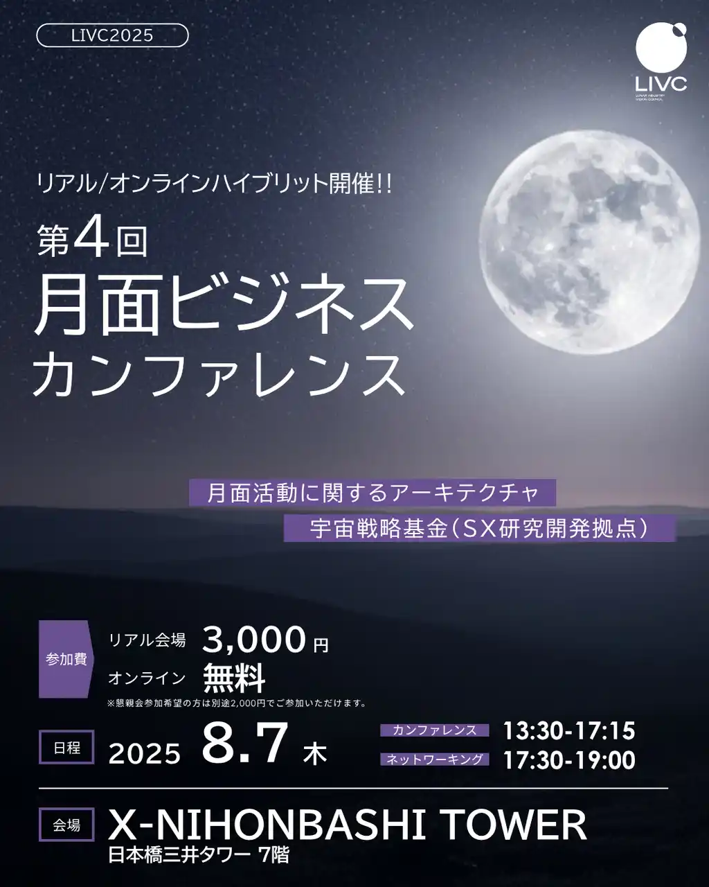 月面ビジネスをリードする政産学官のキーマン登壇！「第4回月面ビジネスカンファレンス」8/7(木)に開催！