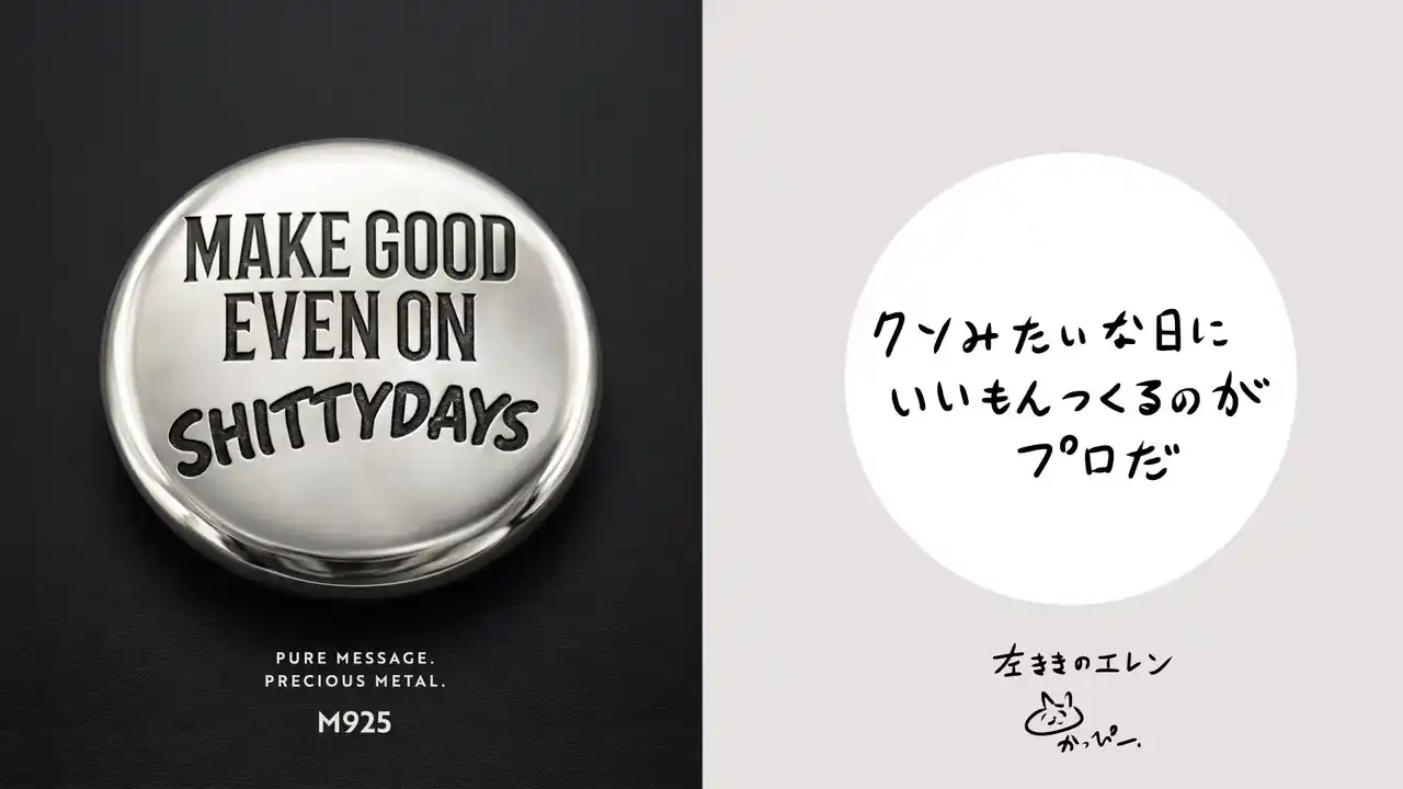 M925 大人気漫画『左ききのエレン』の名台詞が純銀の缶バッジに