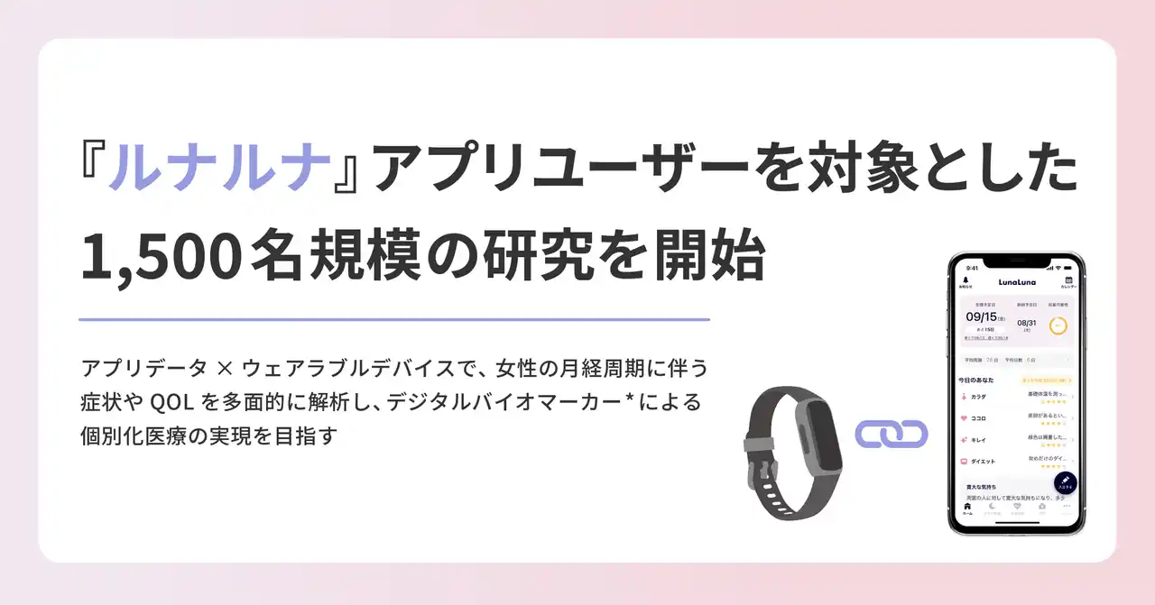 テックドクター、『ルナルナ』アプリユーザーを対象とした1,500名規模の研究を開始