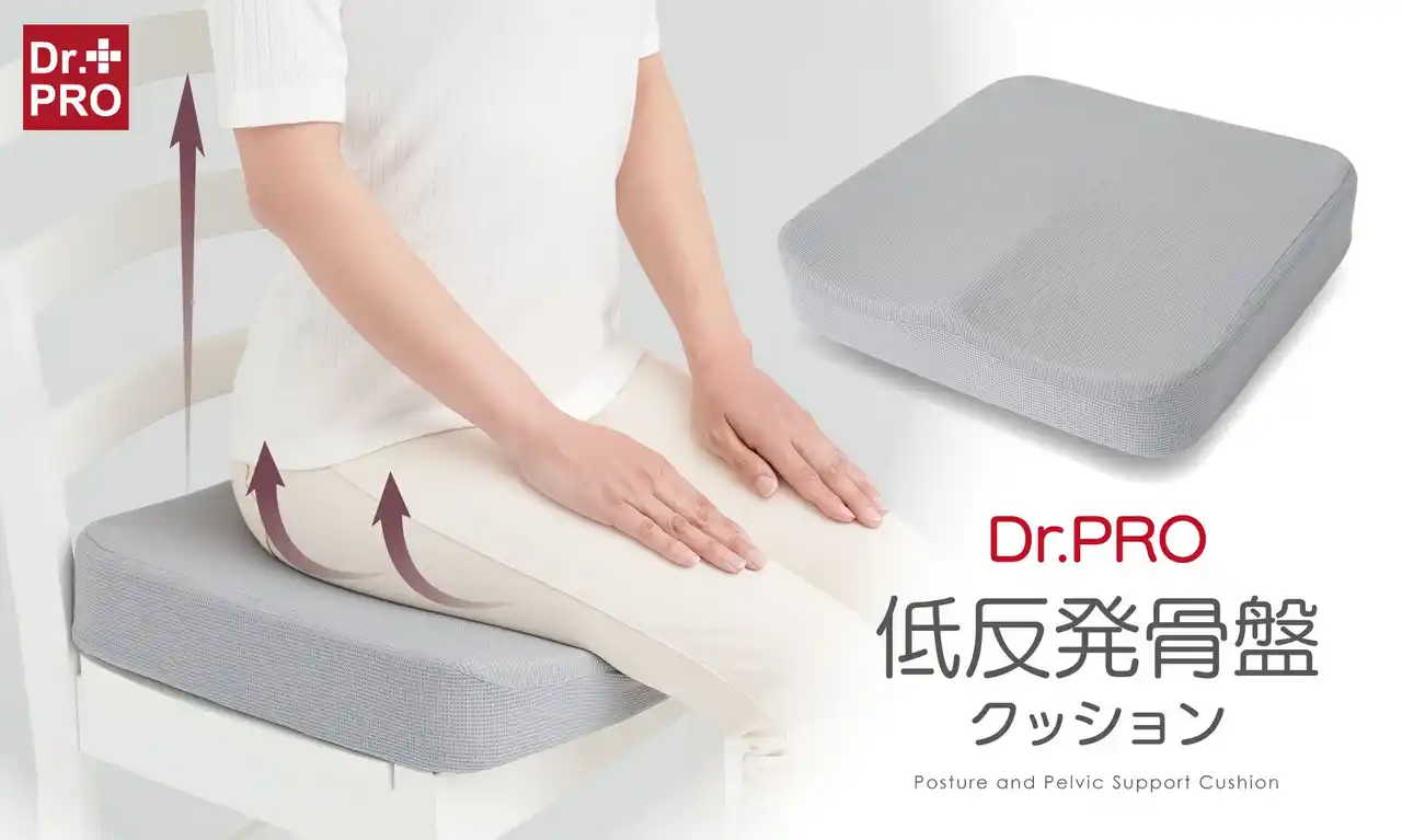 【株式会社ニーズ】 座るだけで骨盤と姿勢を楽に♪お尻を支え腰をいたわる2層タイプの低反発骨盤クッション