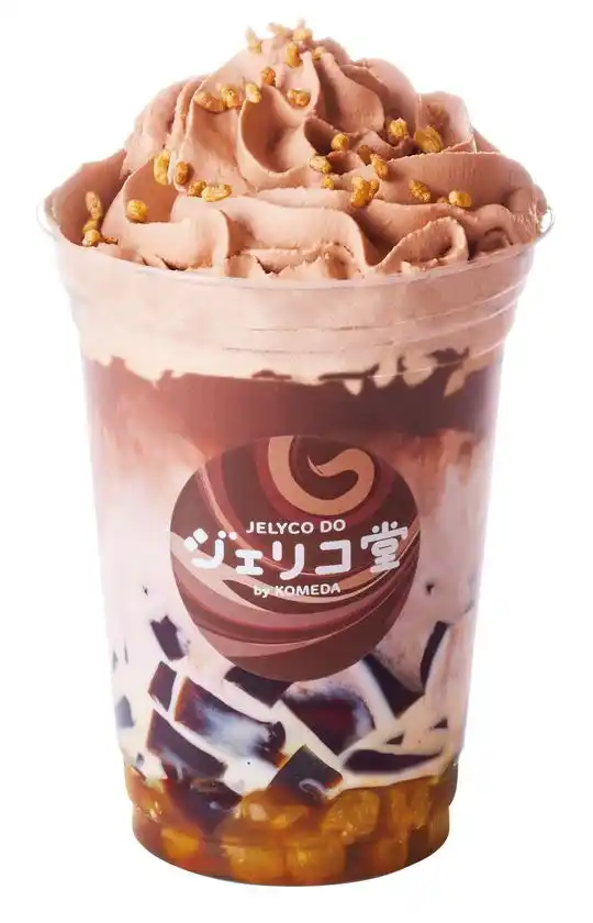 珈琲ジェリー&ミルクココア(チョコホイップ変更、玄米あられ+わらびもちトッピング)