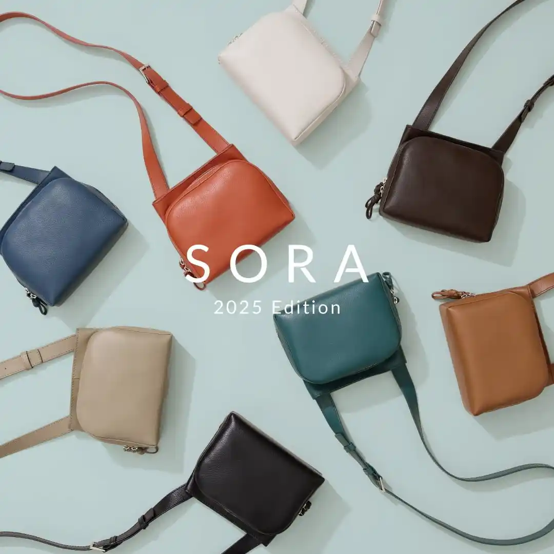 【株式会社マザーハウス】 2 Way の機能はそのままに、長財布が入る、進化した " Sora "