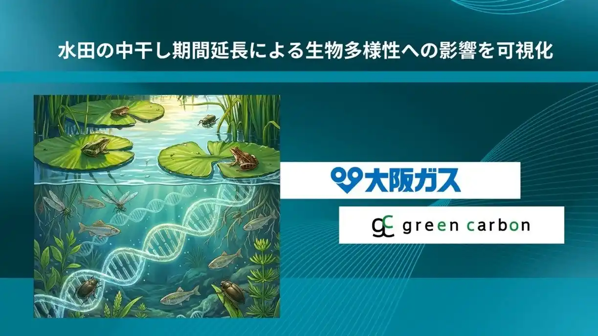 【グリーンカーボン】 Green Carbon株式会社は、大阪ガス株式会社と連携し、水田の中干し期間延長による生物多様性への影響を可視化