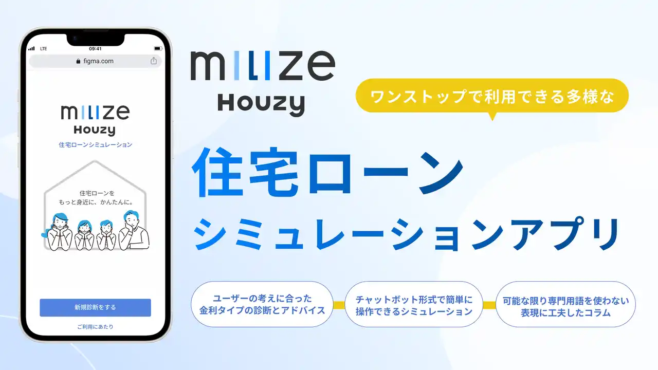 【株式会社ＭＩＬＩＺＥ】 「固定か変動か」もう迷わない。MILIZE、住宅ローン選びの悩みや不安を解消する新しいWebアプリ「milize Houzy」を提供開始