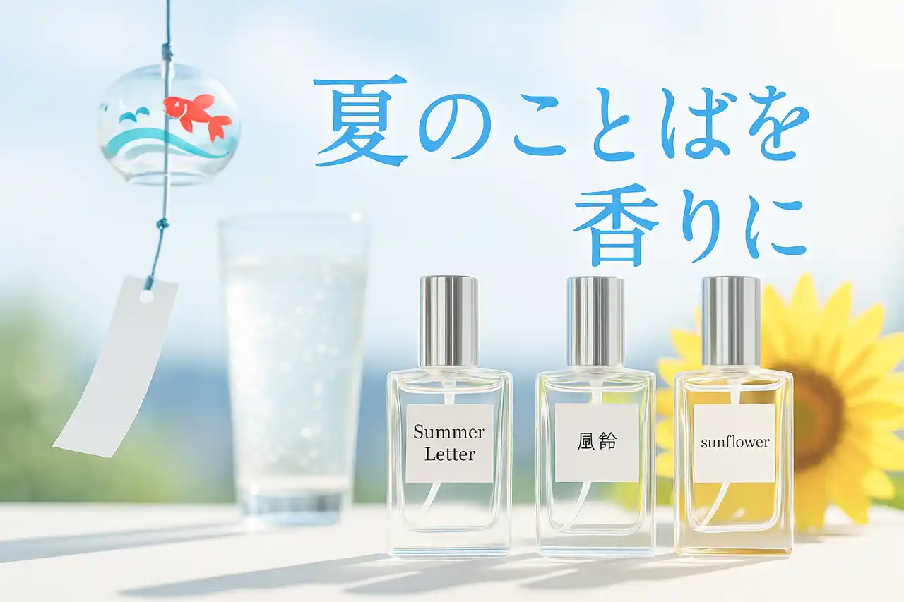 【株式会社フレグランスプロジェクト】 “風鈴”“サイダー”“Summer”--オーダーメイドフレグランスの名前に“夏のことば”をつける人が前月比約2倍に増加