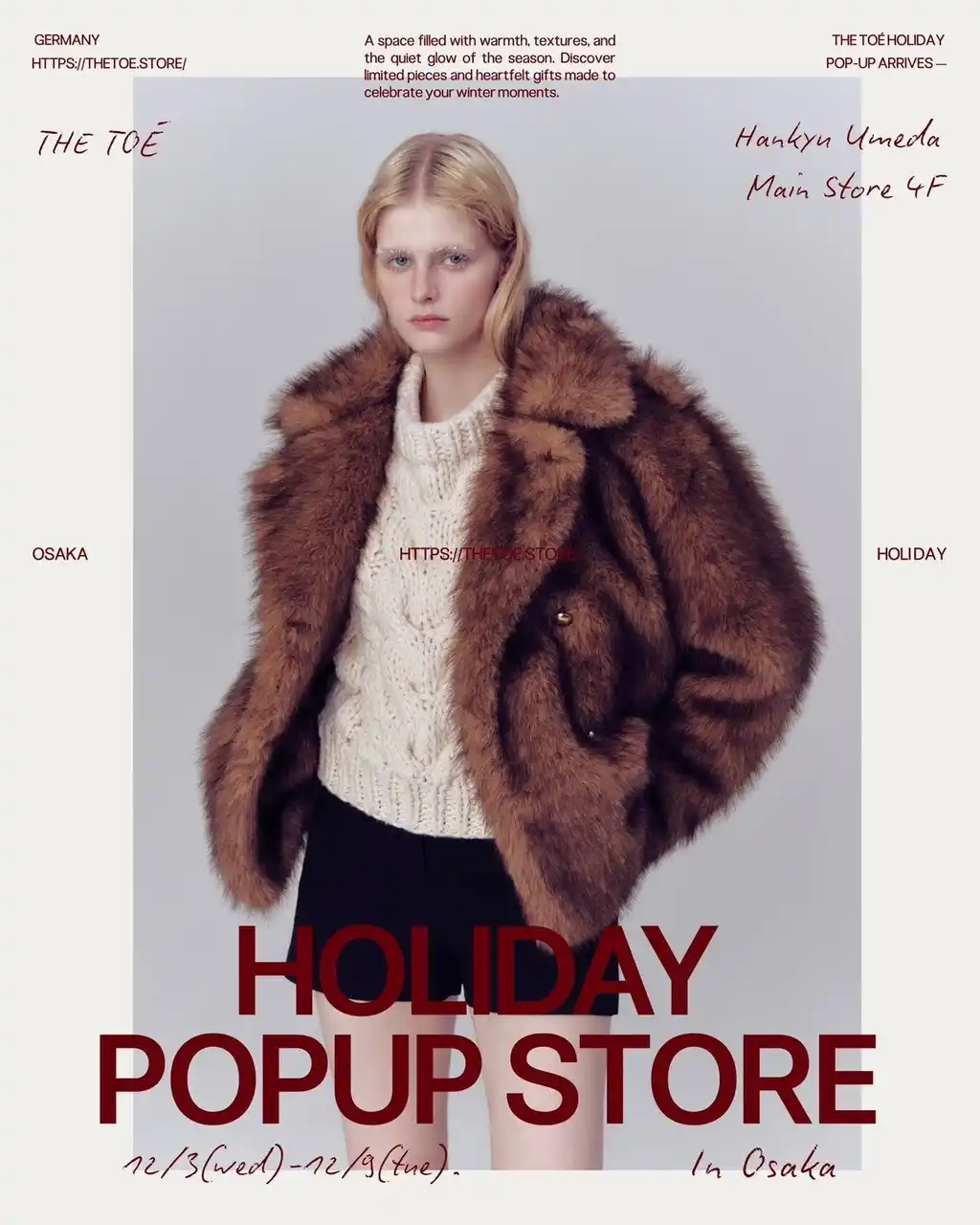 【株式会社mavie】 世界各地からエッセンスを抽出し、現代的に再構築するファッションブランド『THE TOE』が阪急うめだ本店でホリデーPOPUPを開催 ＜12月3日(水)～12月9日(火)＞