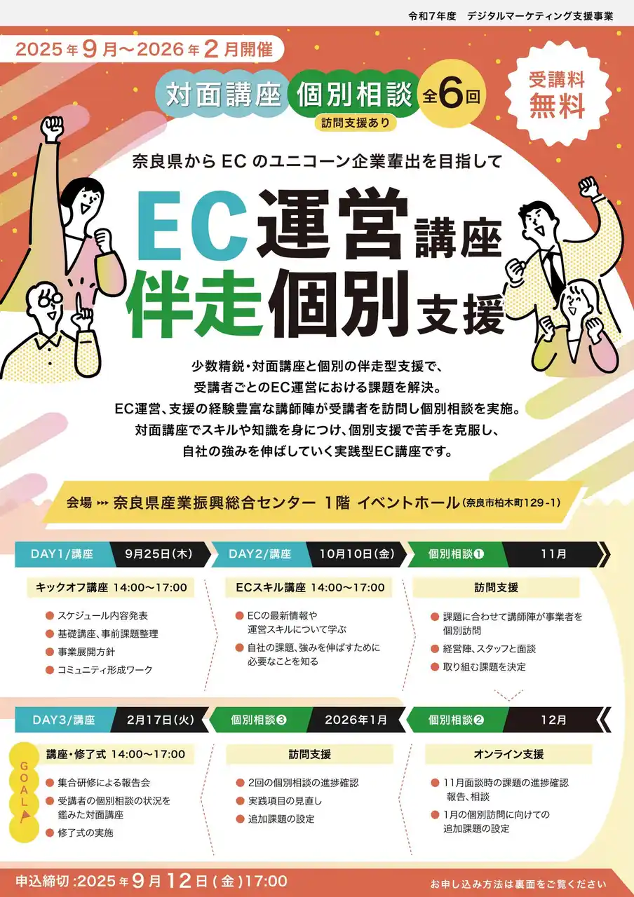 奈良県の事業者限定！受講無料　令和7年度 奈良県デジタルマーケティング支援事業 EC運営講座開催