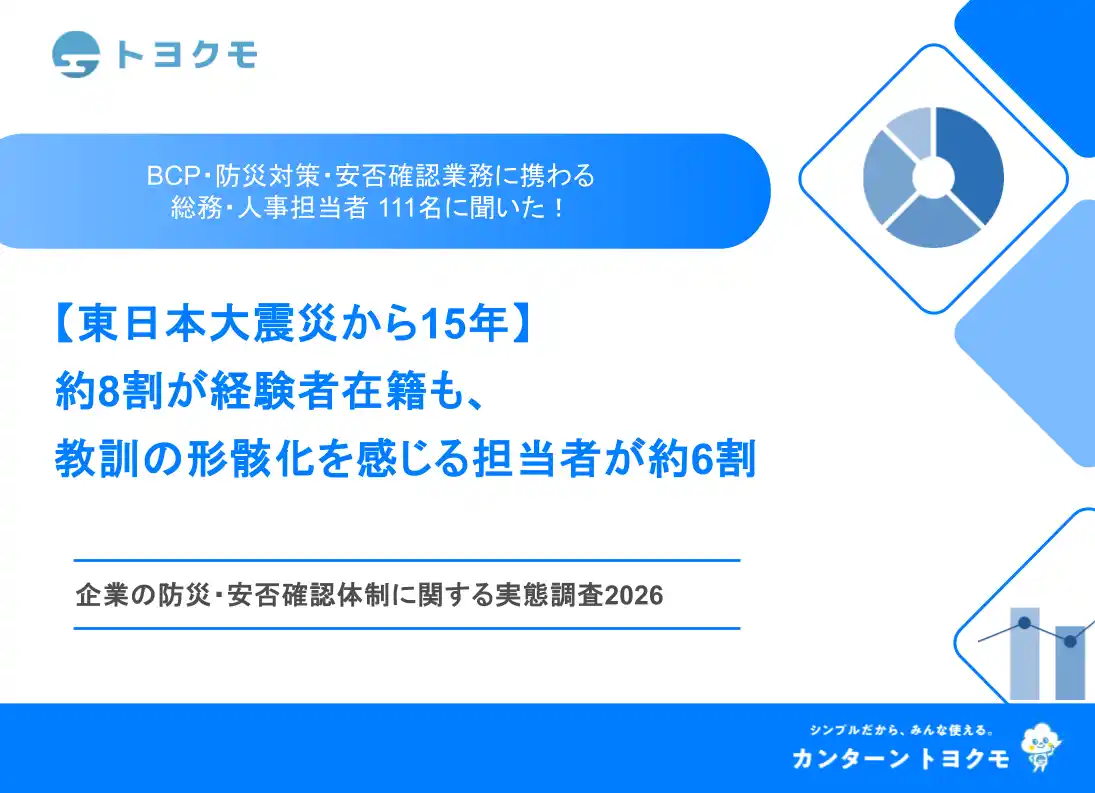 【トヨクモ株式会社】 トヨクモ、「企業の防災・安否確認体制に関する実態調査2026」を発表