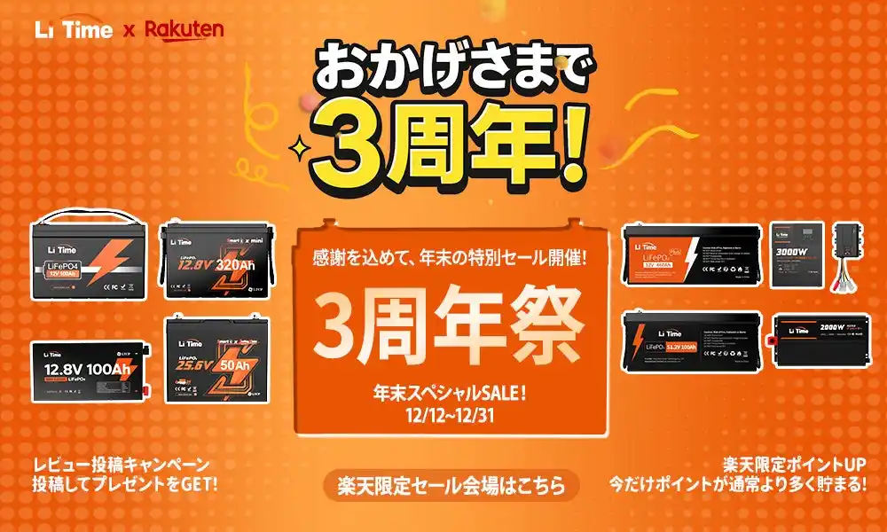 【Starrysea Co., Limited】 LiTime楽天市場店 開店3周年記念・感謝キャンペーン