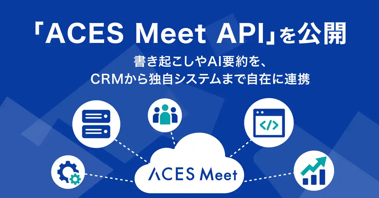 【株式会社ACES】 高精度AI議事録ツール「ACES Meet」が「ACES Meet API」を公開。会議・商談の書き起こしやAI要約を、あらゆるシステムに連携可能に