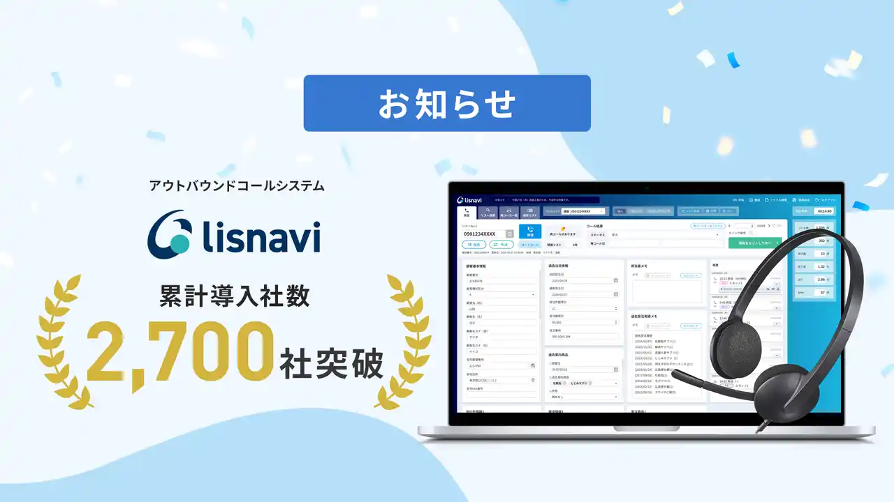 【株式会社Scene Live】 アウトバウンドコールシステム『lisnavi』が累計導入社数2,700社を突破