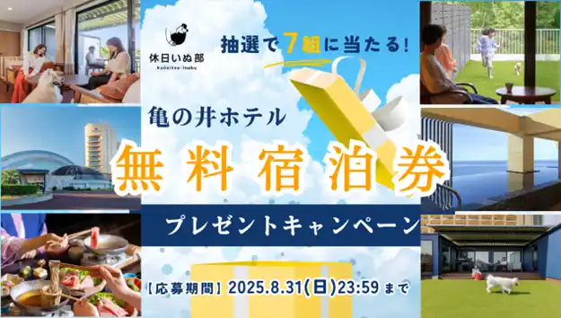 【休日いぬ部×亀の井ホテル特別企画】愛犬との旅行をもっと身近に。抽選で7組に無料宿泊券をプレゼント！