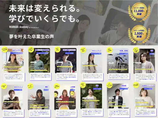 未来は変えられる。学びでいくらでも。 Wannabe Academyが夢を叶えた卒業生たちの声を集めた特設ページを公開
