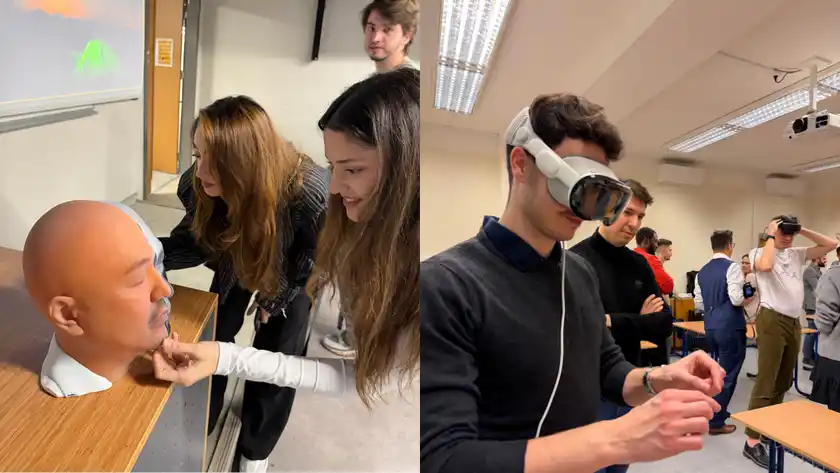 日本の最先端医療技術を体験する学生たち