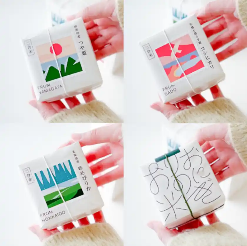 真空二合米(つや姫・コシヒカリ・ゆめぴりか・おにぎりのお米)各770円(税込)