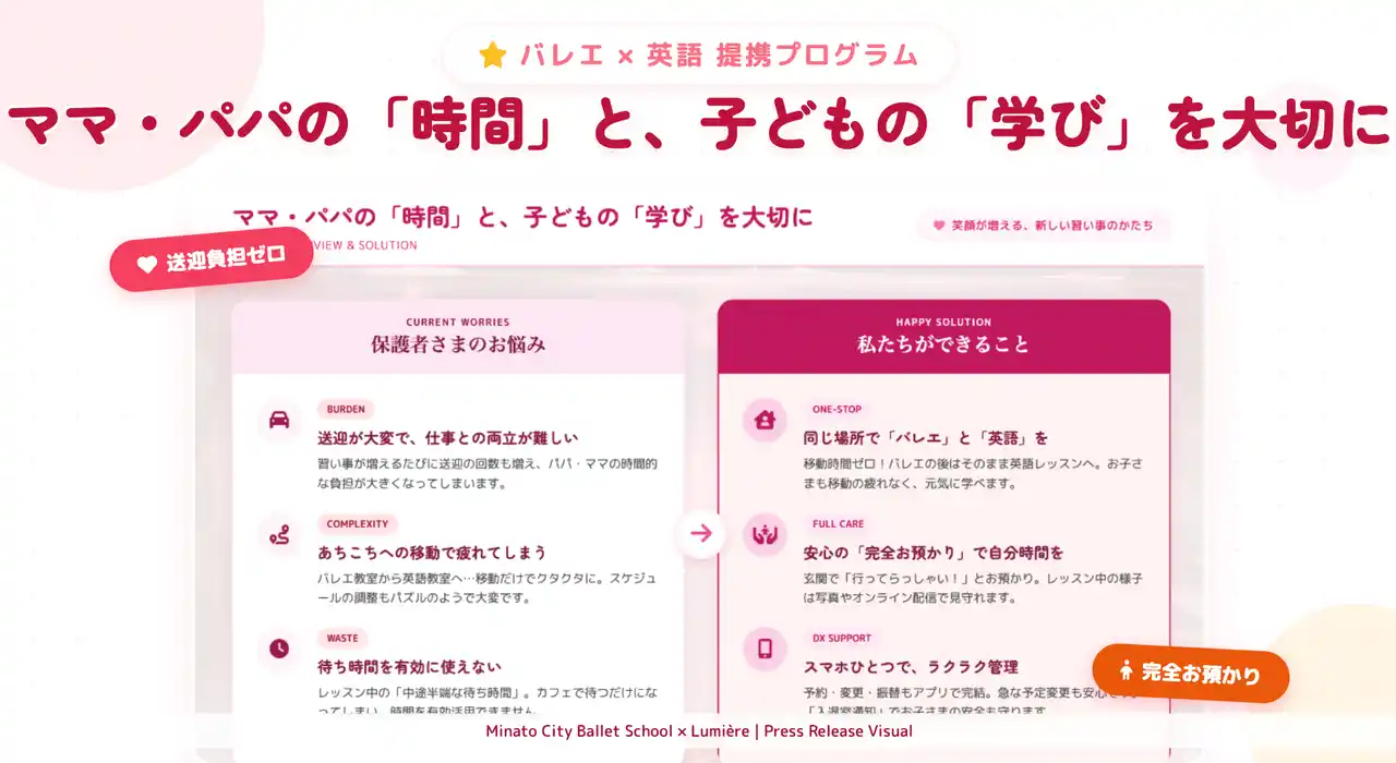 【株式会社LaBALL】 港区・浜松町でスタート。共働き家庭の「送迎問題」を解決するバレエ×英語の新教育サービス