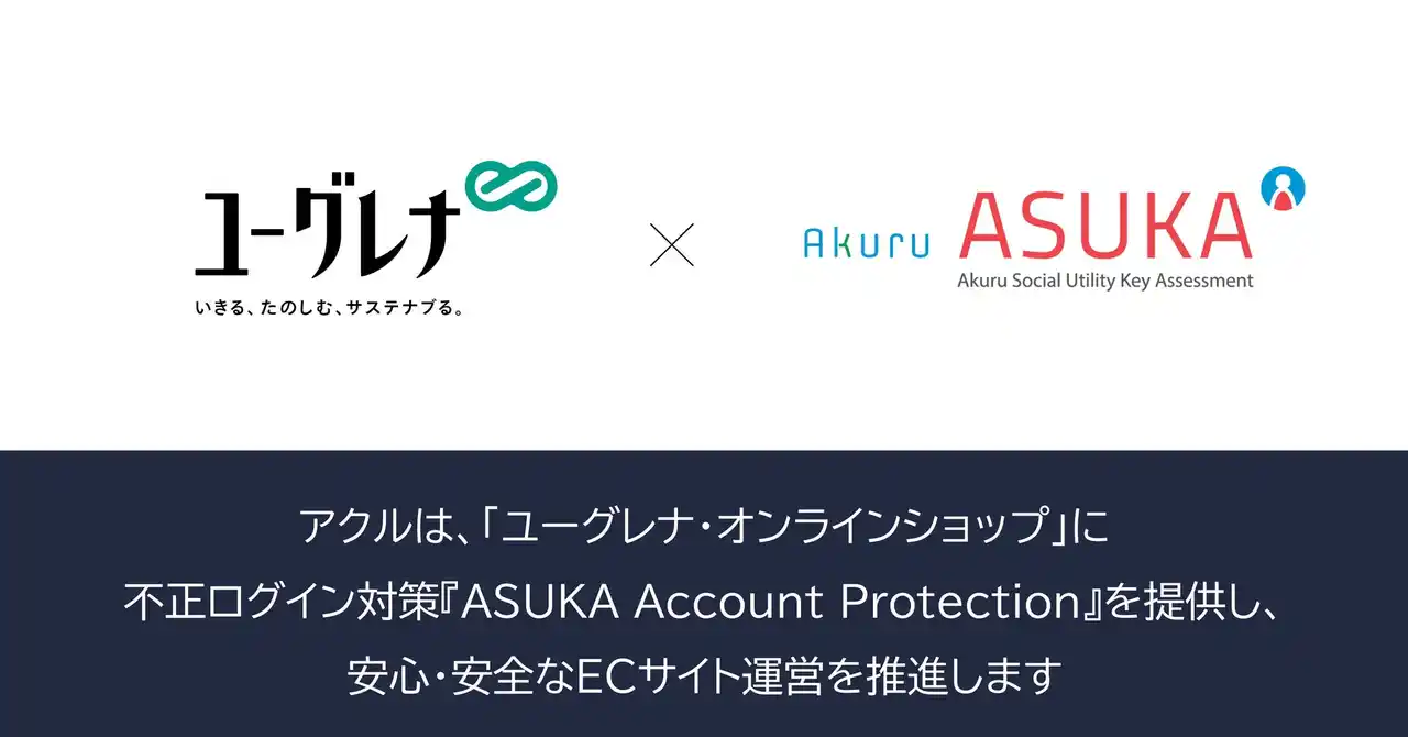 【アクル】 アクル、ユーグレナ社が運営するECサイト「ユーグレナ・オンラインショップ」に不正ログイン対策「ASUKA Account Protection」の提供を開始