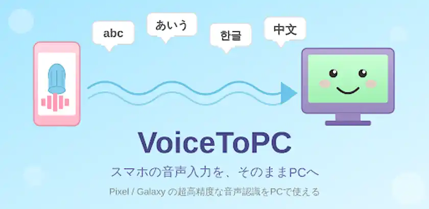 世界No.1精度「PCへの音声入力」の超！神アプリ、誕生スマホの音声認識をそのままPCへ──世界最高精度(※)のPC音声入力アプリ「VoiceToPC」をGoogle Playにて公開