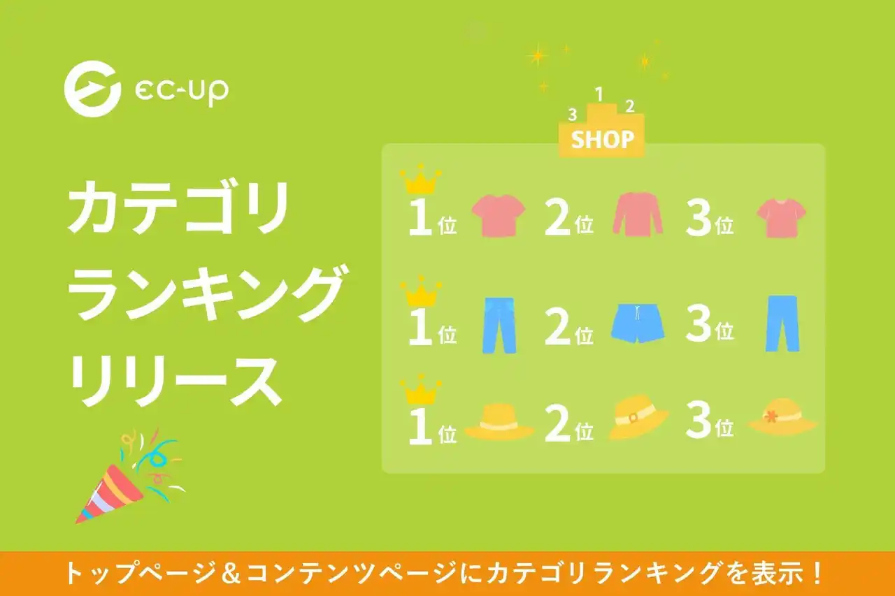 ショップ独自の「カテゴリ別売上ランキング」を完全自動で作成・更新！楽天市場ショップ向けWebサービス「EC-UP」が新機能をリリース。カテゴリごとの人気商品を自動表示し、回遊率・転換率アップを支援。