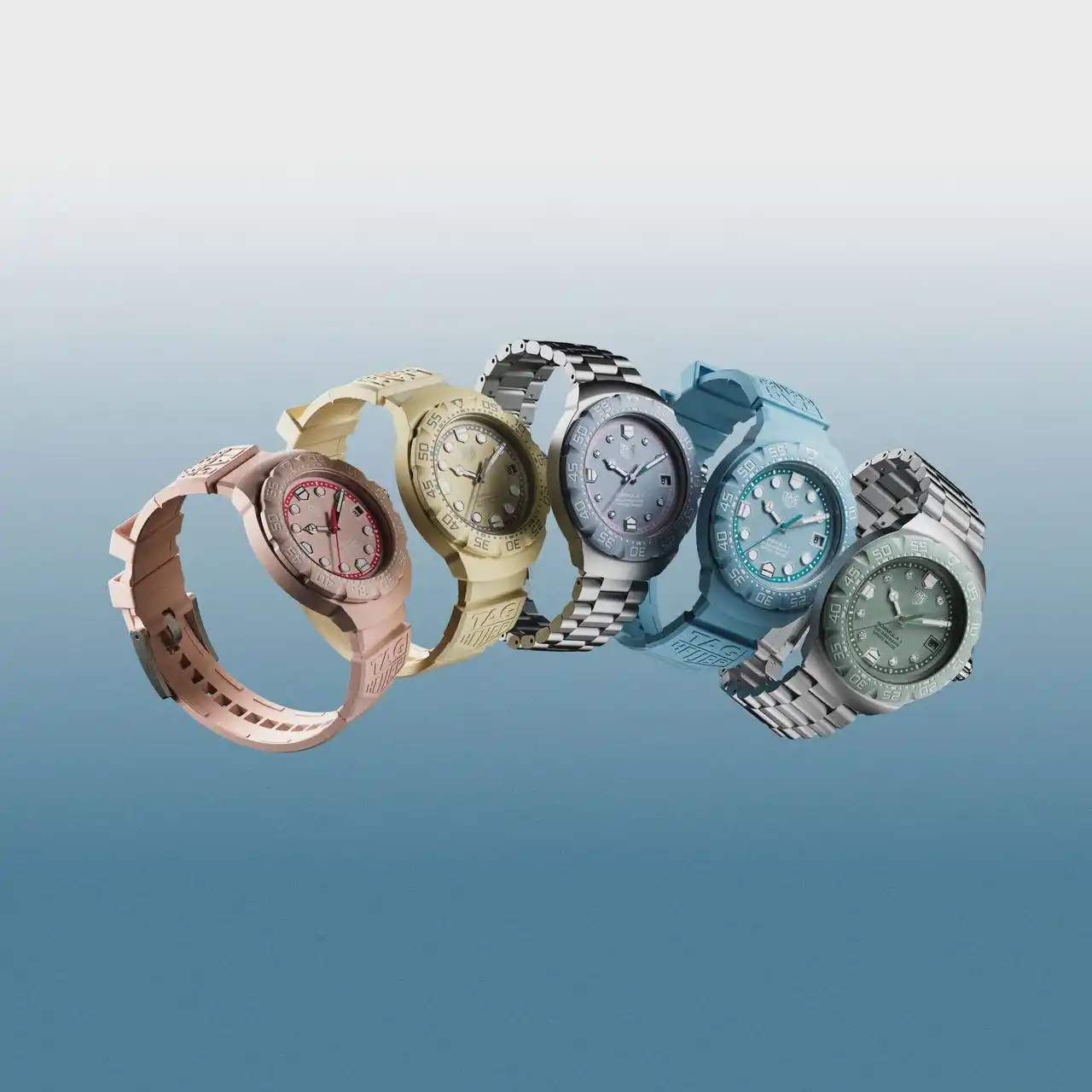 【LVMHウォッチ・ジュエリー ジャパン株式会社 タグ・ホイヤー】 タグ・ホイヤーよりレーシングスピリットをパステルカラーに宿す「タグ・ホイヤー フォーミュラ1 ソーラーグラフ」が登場