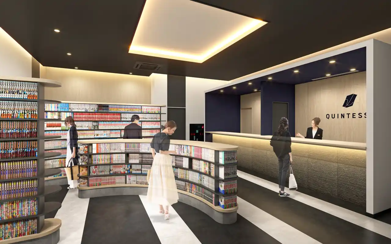 旅のスタイルで選べる客室・キャビンに、癒しの露天風呂＆マンガライブラリー「クインテッサホテル福岡渡辺通 Comic&Books」10月1日開業、予約受付開始