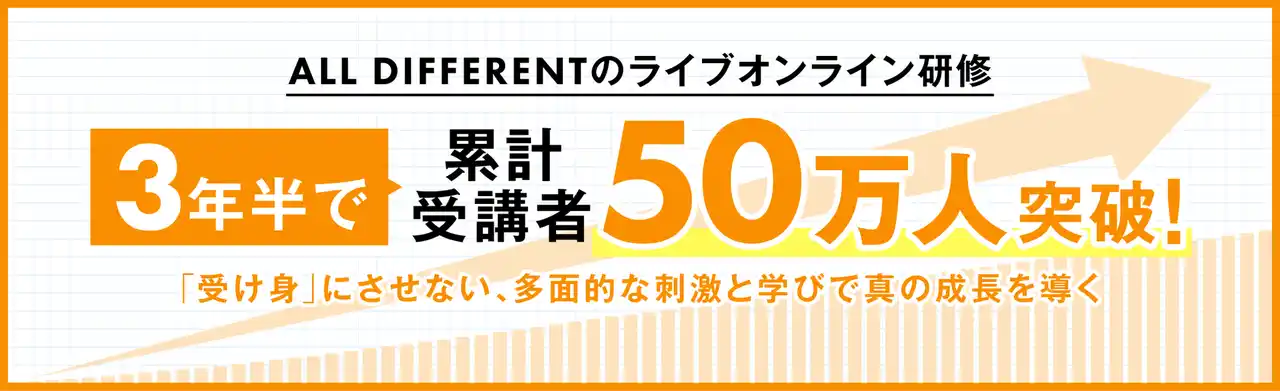 ALL DIFFERENTのライブオンライン研修、3年半で累計受講者50万人突破！