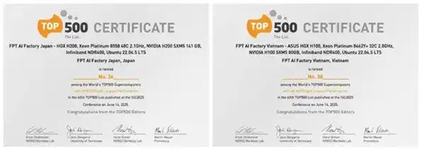 「FPT AI Factory」が世界の最速スーパーコンピュータTOP500に選出