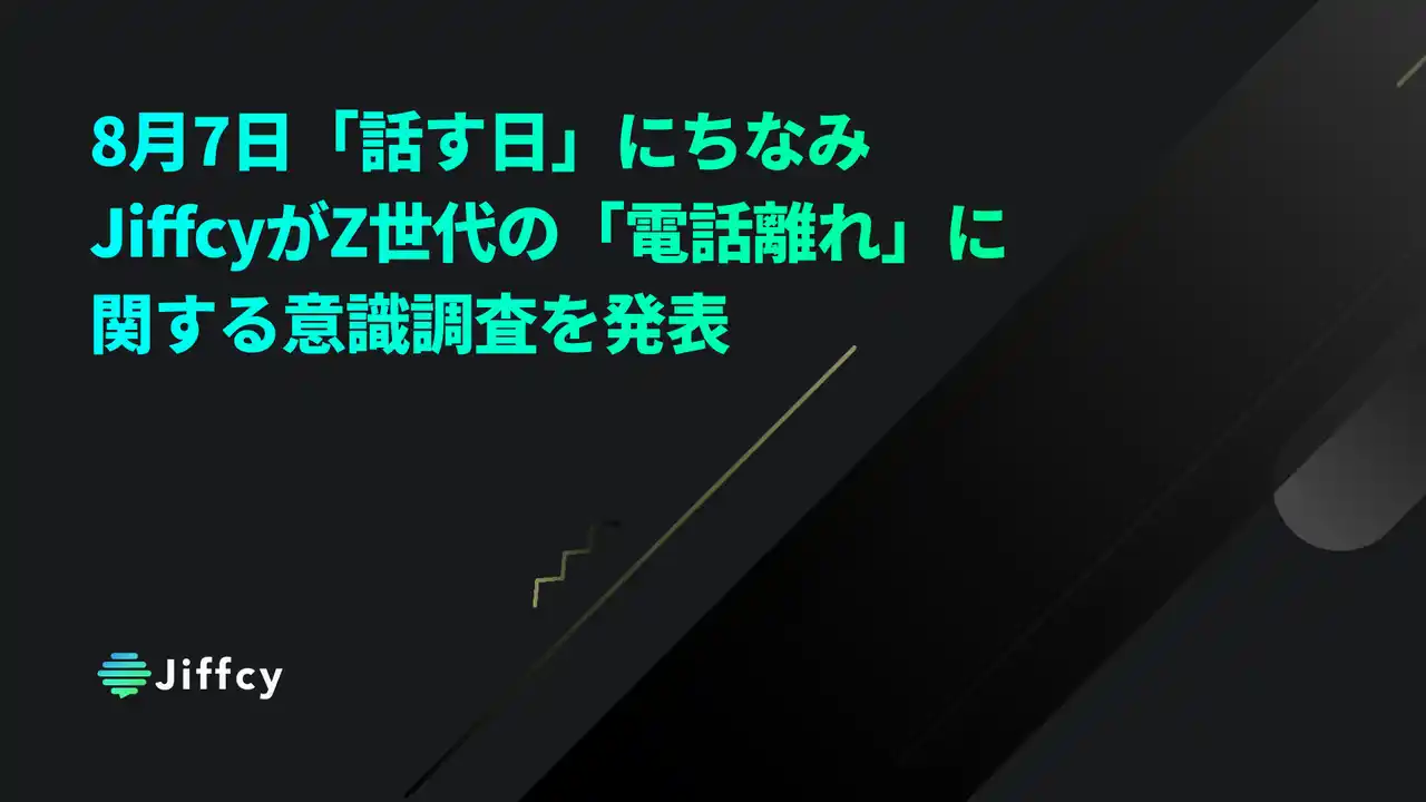 8月7日「話す日」にちなみ、JiffcyがZ世代の「電話離れ」に関する意識調査を発表