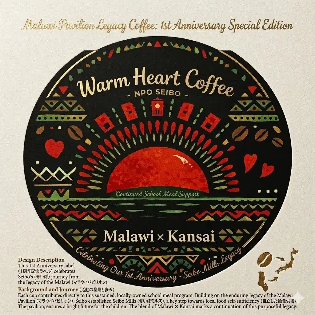 【せいぼじゃぱん】 【1周年記念】大阪・関西万博マラウイパビリオンのレガシーを次世代へ。「1周年記念コーヒー」発売と、関西から広がる学校給食支援の歩み。