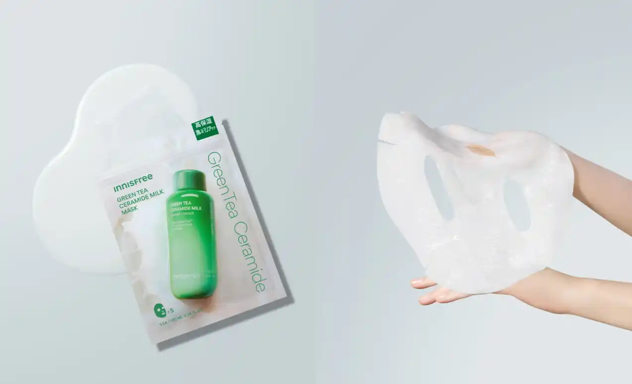 【INNISFREE】インナードライを集中ケアする『グリーンティー セラミド ミルク エッセンスマスク』が新登場！～4月1日（水）より順次全国発売～