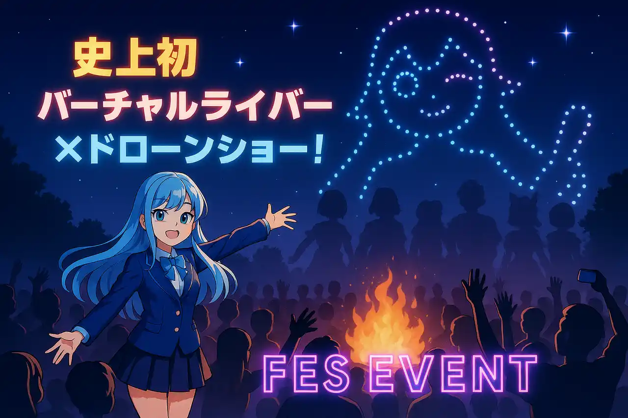 【株式会社TOE】 夏夜を照らす未来の光、ドローンとVtuberの共演フェスまで残り10日！本日より新サイト事前登録スタート！