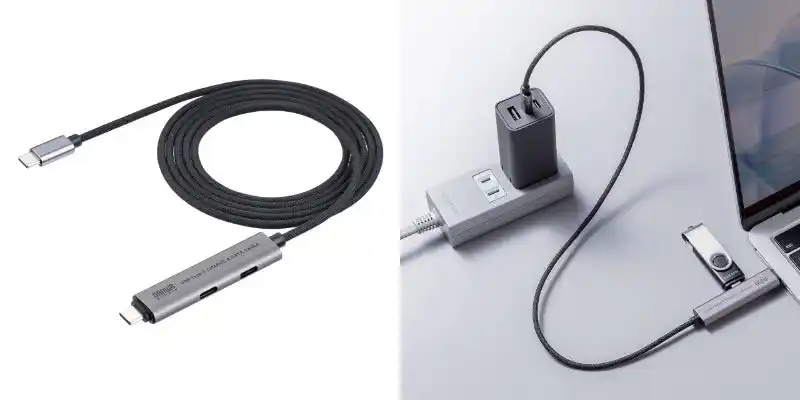 【サンワダイレクト】 人気のケーブルに新ケーブル長追加！TypeCポートを2個増設可能な人気のUSB Type-Cケーブルの0.5m/1.5mの長さ違いを8月1日に発売