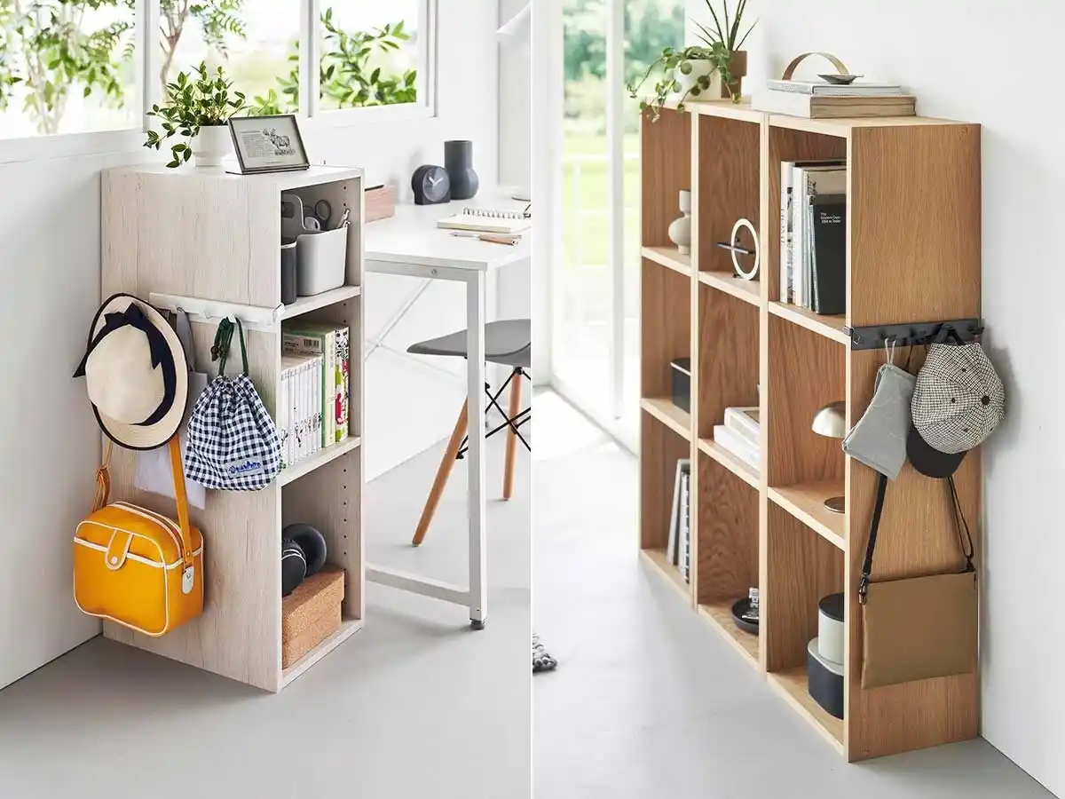 【山崎実業株式会社】 カラーボックスに差し込めるフックや、コードレスクリーナーを壁に浮かせて収納できるホルダーなど、新商品が発売になりました。