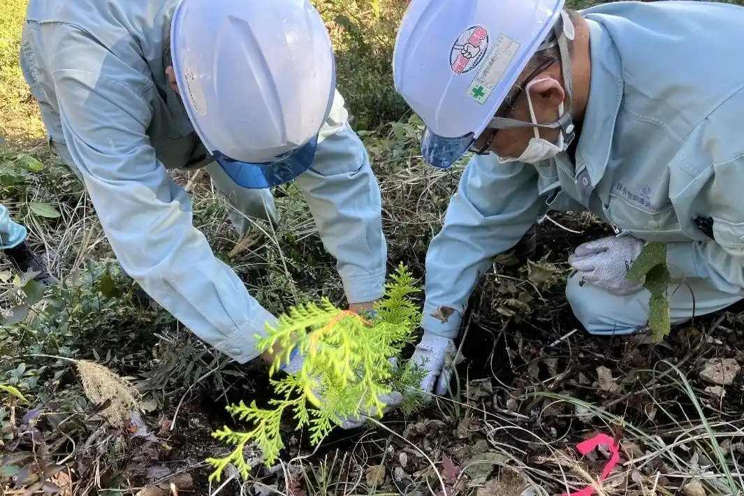 【日本管財ホールディングス株式会社】 日本管財環境サービスが森林保全の交流会で植樹を体験協定更新でさらなる連携へ