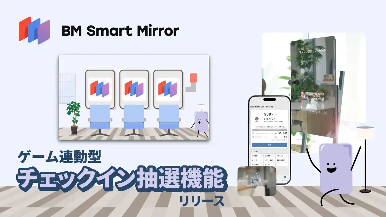 【株式会社サインド】 理美容店舗向け「BM Smart Mirror」に新たにゲーム連動型の「チェックイン抽選機能」を追加