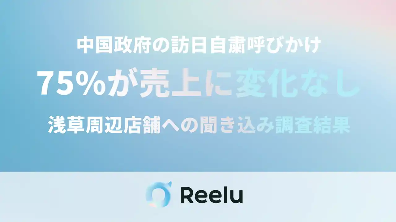 【株式会社Reelu】 中国政府による訪日自粛呼びかけ、観光地店舗の約6割が「来店数に変化なし」と回答、一方で「まとめ買い減少」など変化も