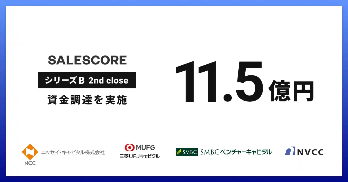 SALESCORE、シリーズBラウンドで総額11.5億円の資金調達