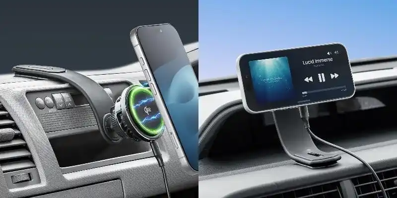 【サンワダイレクト】 ナビも充電も快適に。冷却×Qi2の次世代車載ホルダー