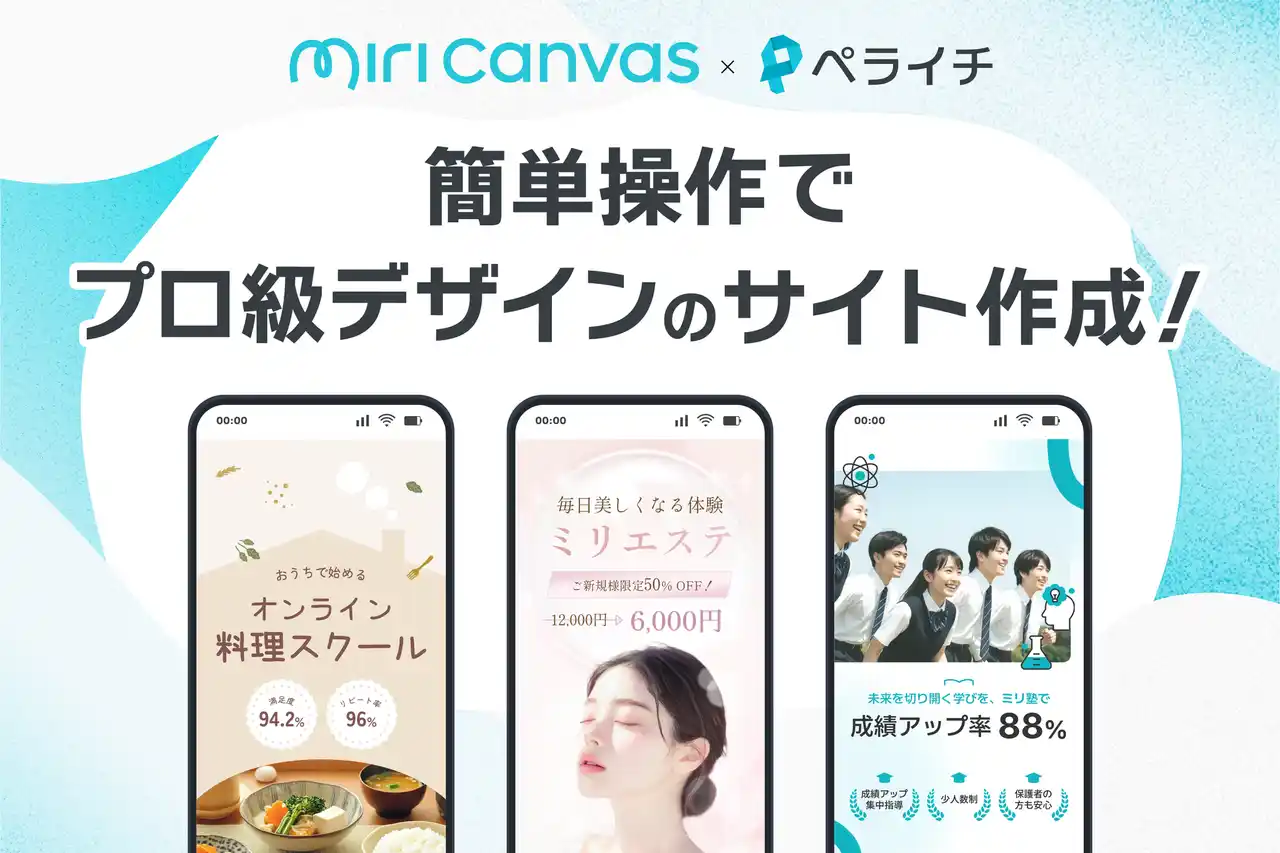 【ペライチ】 業種別“ぴったりデザイン”が選び放題！ミリキャンバス×ペライチオリジナルテンプレ登場