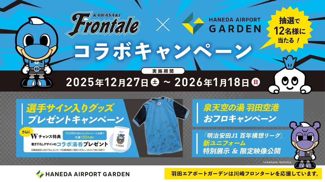 【住友不動産商業マネジメント株式会社】 川崎フロンターレ×羽田エアポートガーデン　選手サイン入りグッズなどが当たるコラボキャンペーンを開催！