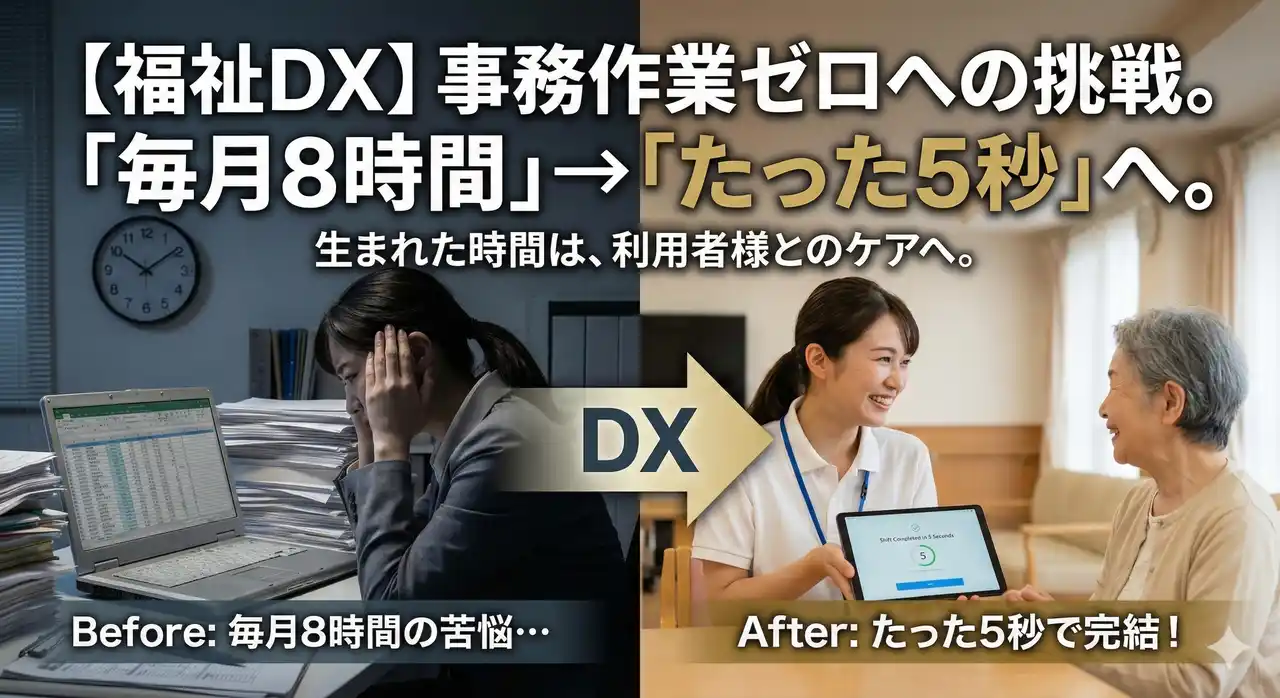 【株式会社プレイス・リーブル】 【福祉DX】「毎月8時間のシフト作成」が「たった5秒」に完結。プレイス・リーブルが支援する、管理者の事務作業ゼロ化への挑戦。業務効率化ではなく"利用者様と向き合う時間"を取り戻すための改革事例を公開