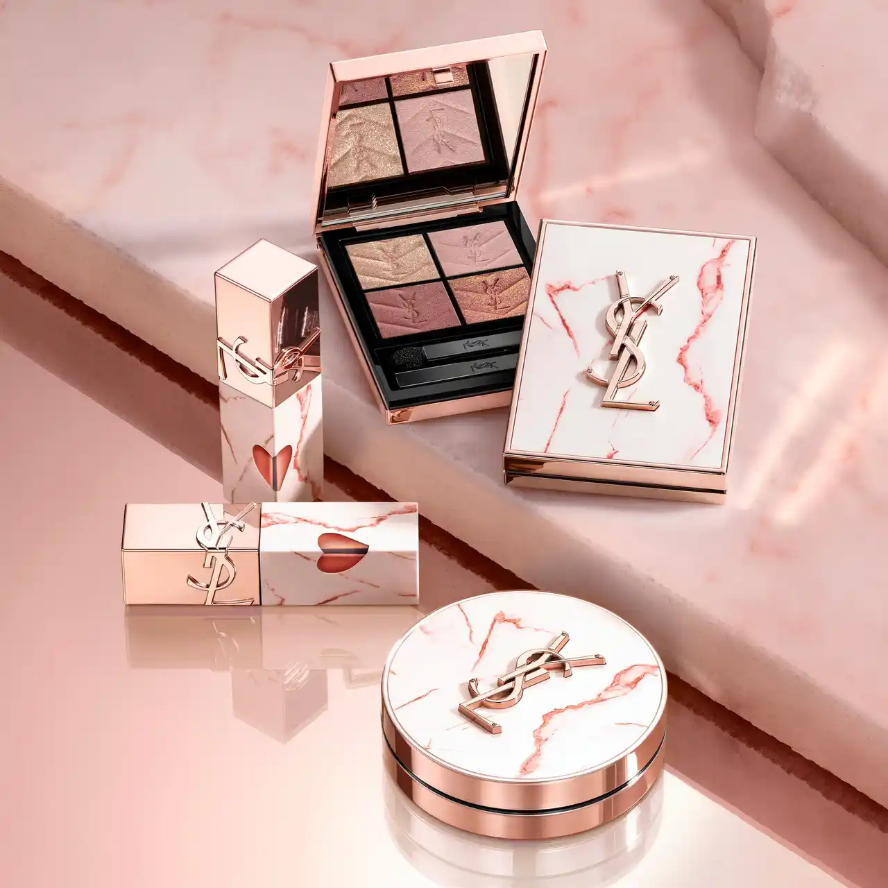 【YSL BEAUTY】ピンクマーブルのパッケージデザインに包まれた限定メイクアップコレクション「FREE TO DESIRE」登場。