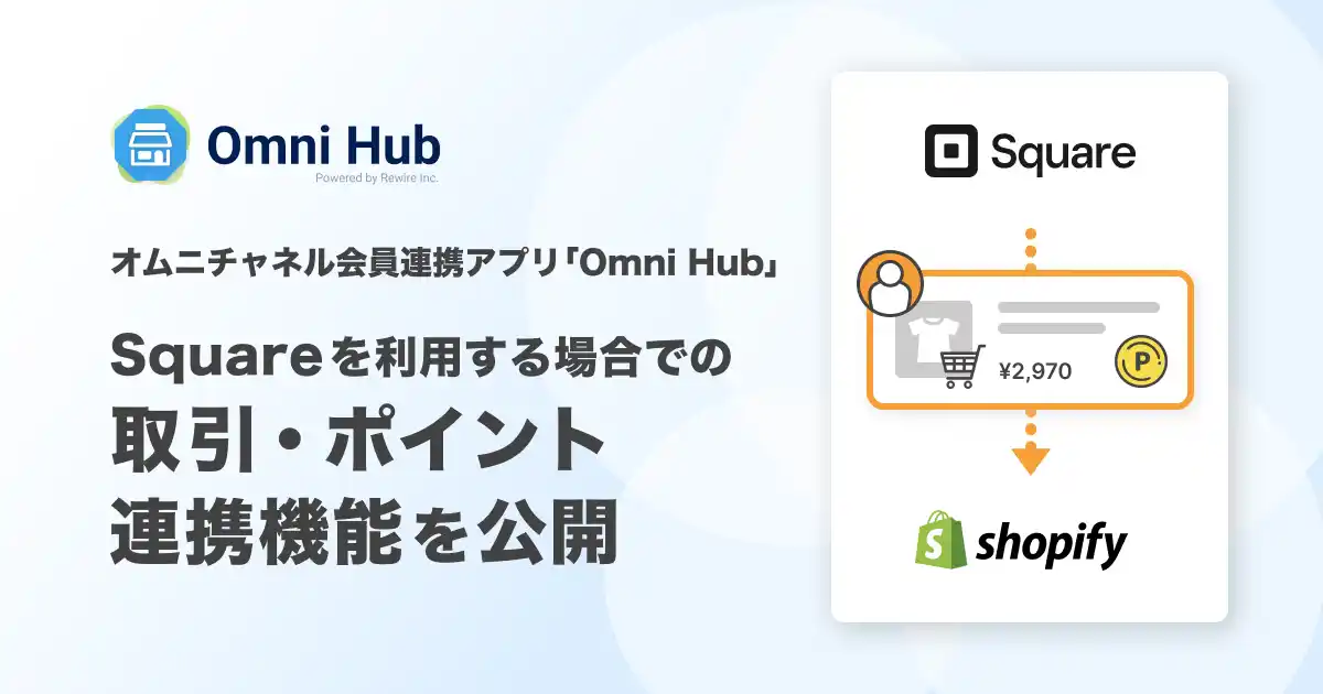【株式会社リワイア】 オムニチャネル会員連携アプリ「Omni Hub」、「Square」を利用する場合での取引・ポイント連携機能を公開