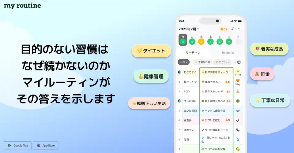 【Minding. co., Ltd.】 なんとなく続けていた習慣に、目的を。- マイルーティンの「目標タグ」新機能