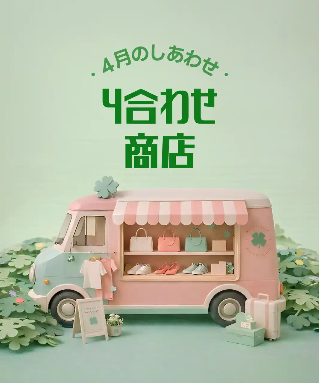 【ABLY Corporation., Inc.】 【最大30%OFFクーポン】入れるほどお得！人気12ブランド大集結、「4月の4合わせ商店」しあわせ特典開催