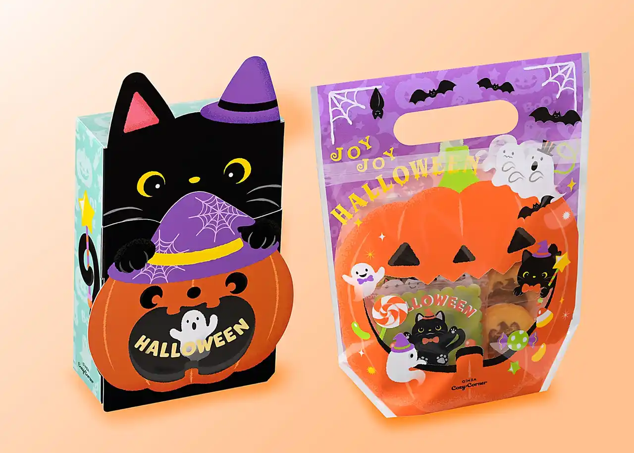 【銀座コージーコーナー】黒ねこやジャック・オ・ランタンを遊び心満載にデザイン。ハロウィン限定焼菓子ギフトが9月1日から登場♪