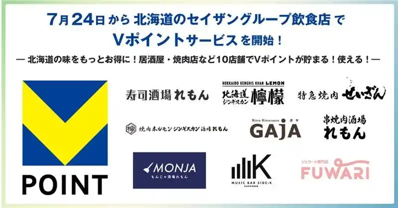 【三井住友カード株式会社】 7月24日から北海道のセイザングループ飲食店でVポイントサービスを開始