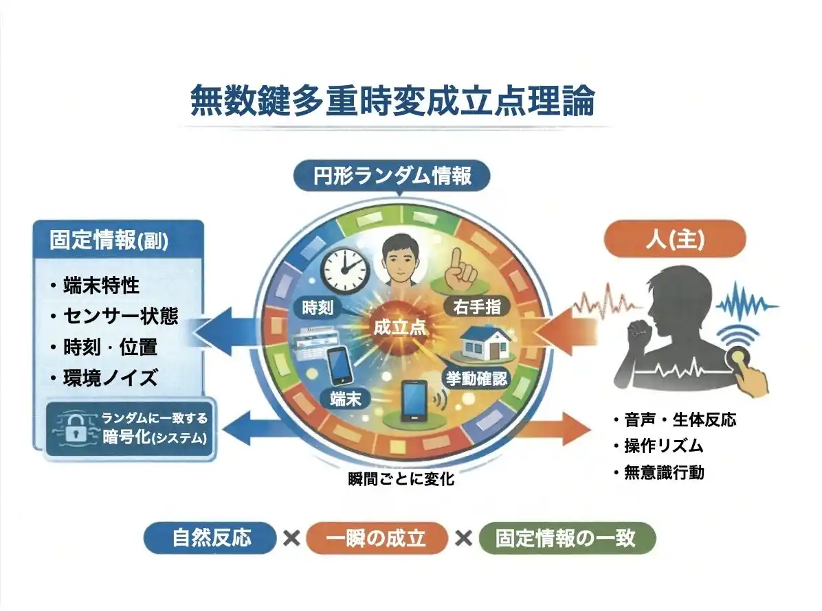 【ポイント機構】 暗証番号やIDを覚える、入力する事を不要にした世界最強セキュリティー　～無数鍵多重時変成立点理論～「凄さ」を解説発表